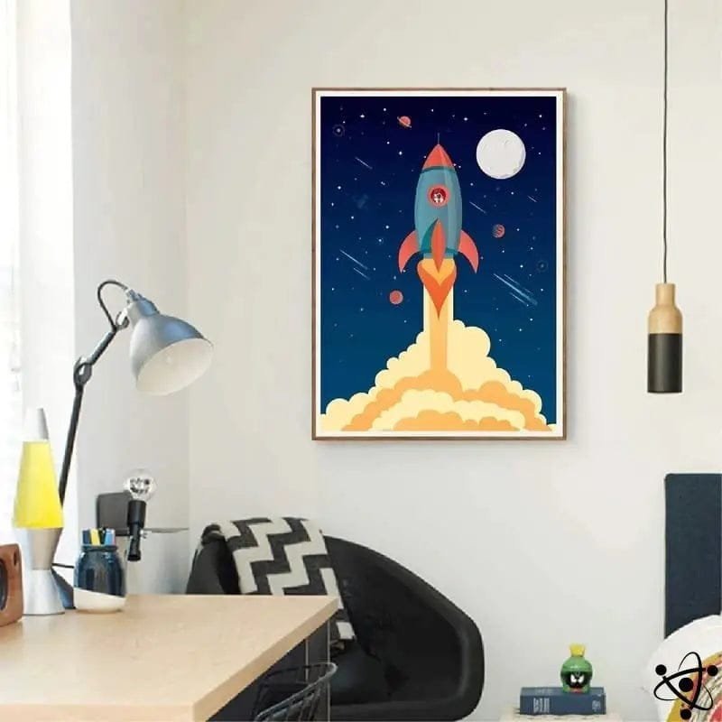 Affiche Fusée Enfant Décorative Colorée