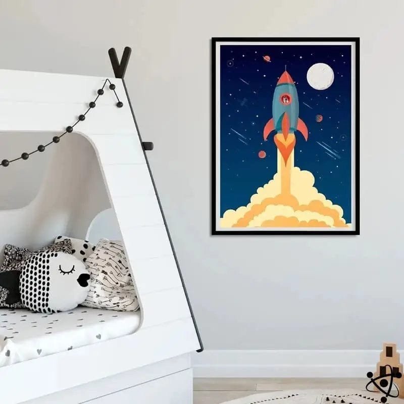 Affiche Fusée Enfant Décorative Colorée