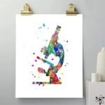 Affiche Microscope Aquarelle éblouissante pour Bureau