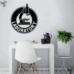 autocollant mural microscope pour decoration scientifique noir 627 1