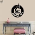 autocollant mural microscope pour decoration scientifique stickers 368 1
