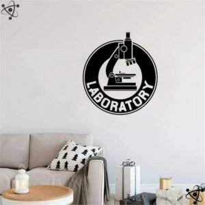 autocollant mural microscope pour decoration scientifique stickers 612 1