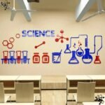 autocollant mural science pour decoration educative rouge et bleu 622 1
