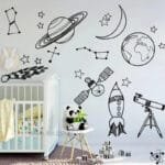 Autocollants Astronomie Noir pour Mur - M 70cm x 73cm - Stickers