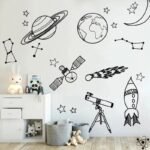 autocollants astronomie noir pour mur s 56cm x 58cm stickers 417 1