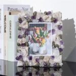Cadre Photo Pierre Naturelle Améthyste Pyrite Agate