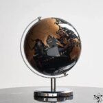 Globe Terrestre Moderne en Gris et Bronze