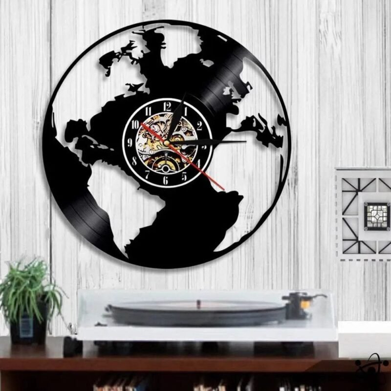 Horloge Murale Originale Terre avec Rétroéclairage Led