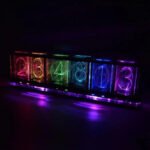 Horloge Nixie Lumineux Rgb Design Vintage Moderne - Horloge Nixie