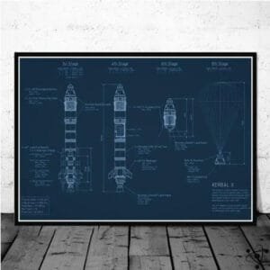 Affiche Plan de Fusée Déco Science