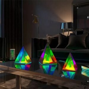 lampe pyramide infini elegante en verre dichroique veilleuse 844 1