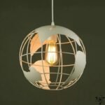 lustre spherique metal design industriel blanc 30cm 928 1