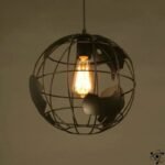 lustre spherique metal design industriel noir 30cm 866 1
