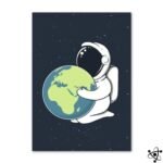 Poster Astronaute avec Terre dans L’espace