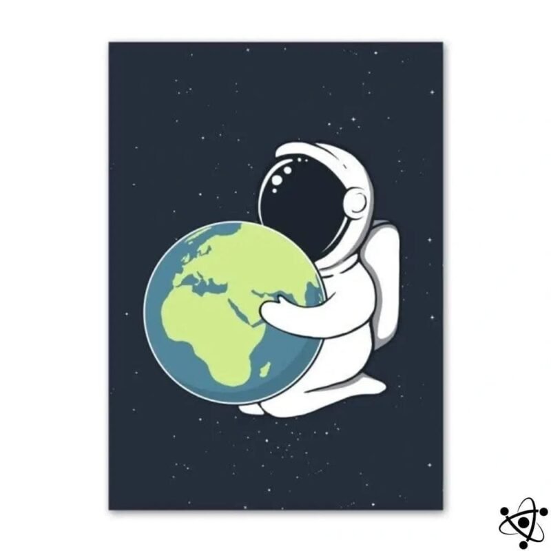 Poster Astronaute avec Terre dans L&rsquo;espace