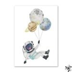 Poster Astronaute et Planètes Aquarelles pour Petits Passionnés