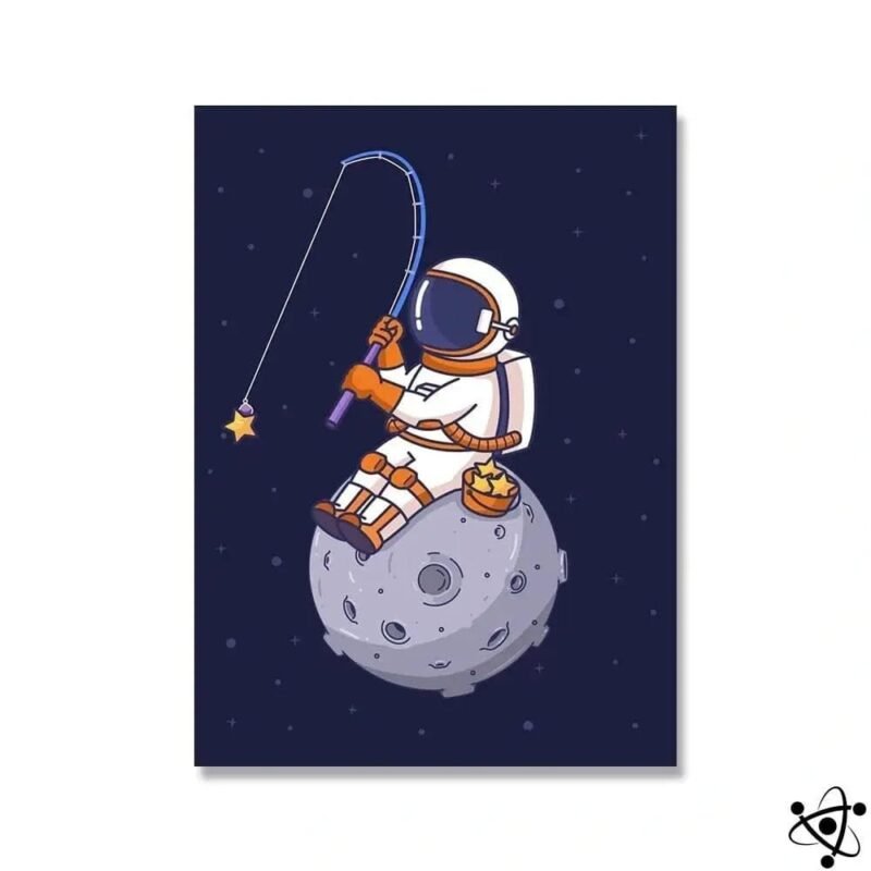 poster astronaute peche aux etoiles decor enfant 30cm x 40cm affiche 436 1