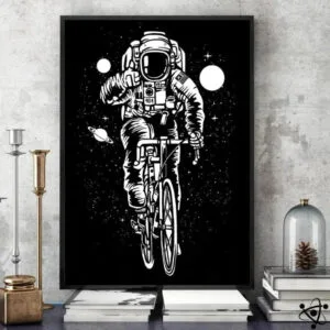 Poster Astronaute pour Amoureux du Vélo et de L'astronomie 1 Poster Astronaute une Virée en Vélo Déco Science