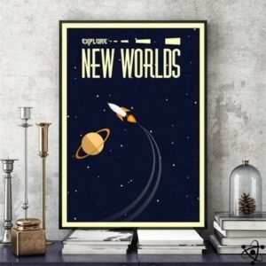 poster exploration mondes vintage retro futuriste 30cm x 40cm affiche 338 1
