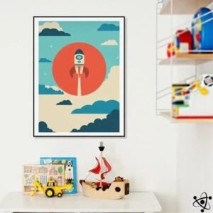 poster fusee avec touche spatiale unique affiche 908 1