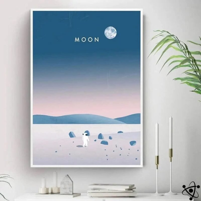 poster illustration surface de la lune decoration murale 30cm x 40cm 689 1