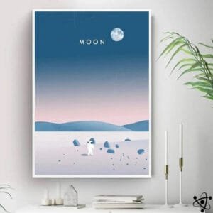 Poster Illustration Surface de la Lune Déco Science