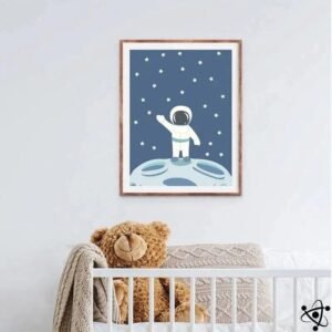poster petit astronaute sur la lune 30cm x 40cm affiche 717 1
