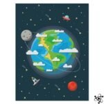 Poster Planète Terre Dessin pour Décoration de Chambre