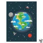 Poster Planète Terre Dessin pour Décoration de Chambre - Affiche