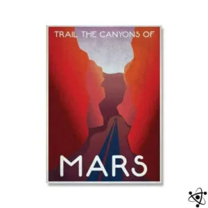 Poster Rétro Futuriste Planète Mars Design Unique 80s