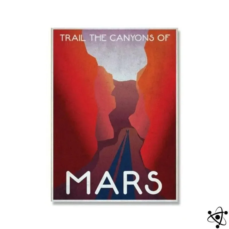 Poster Rétro Futuriste Planète Mars Design Unique 80s