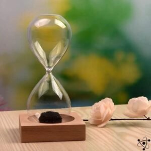 sablier magnetique en verre avec socle bois 207 1