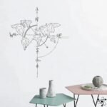 stickers boussole carte du monde decoratifs gris s 718 1