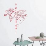 stickers boussole carte du monde decoratifs rouge s 582 1