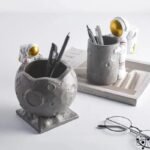 Organisateur de Bureau Lunaire Cratère Lune Rond Argent